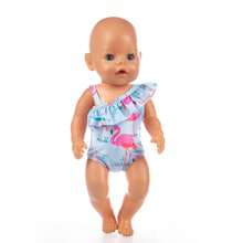 Ropa para muñeca reborn de 16-18 pulgadas, mono de una sola manga con estampado de flamencos azules para accesorios de muñeca