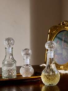 Cirelle 1Pc Vintage Split Bottle, Crystal Empty Refillable Home Table Decoration Bottle,Creative Mini Bottles Clear Transparent Glass Carving Bottle,Travel Perfume Liquid Bottle(1.69oz/50ml And 3.38oz/100ml Available), Rama Table Decor, Bedroom Supplies, Housewarming Gift, Travel Essentials, Gifts For Women/Girls/Girlfriend