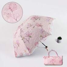 1pc Vintage Lace Floral Parasol, Sun Shade Princess Umbrella, Wedding Bridal Shower Gift Umbrella, Multiple Color Options For Ladies (Note: Fabric, Rib Color, English Letter Pattern, Button Shape And Rib Color May Be Randomly Matched Due To Batch Difference, We Apologize For Any Inconvenience)