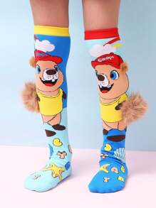 A Pair Of Capybara Knee Length Three-Dimensional Accessory Socks, Suitable For Daily Wear At Gatherings And Outings, Suitable For Campus Return To School, Suitable For Holiday Wear