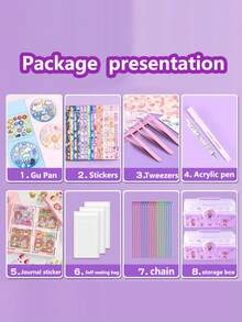 Creamy Guka Sticker Sets, DIY Craft Stickers For Boys And Girls, Hand-Accounting Set Gift Boxes, Stickers For Girls' Hand-Accounting Notebooks, Creamy Gel Guka And Decorative Accessories, Birthday Gifts, Festival Gifts, Christmas Gifts, Suitable For Children Aged 5, 6, 7, 8, 9, 10. - 奶油咕卡套裝 - 查看 6