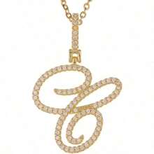 Gold Plated Initial Necklaces For Women Letter Pendant Necklaces Cubic Zirconia Stainless Steel Chain Iced Out Letter Necklace Birthday Gifts