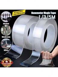 Fita Dupla Face Extra Forte Transparente NanoGel Silicone Mágica Adesiva Cola na Parede Móvel Porta