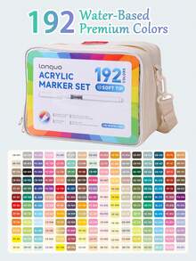 Languo 240 色软刷丙烯马克笔套装，DIY 手绘，绘画艺术马克笔，学生涂鸦丙烯颜料笔，非常适合返校使用
