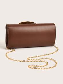 Retro Vintage Solid Color Clutch Wallet, All-Match Carry On Purse, Stylish PU Bag For Women, And For Wedding, Party, Prom, Dinner, Fashionable Clutch Bags For Woman - Brown - View 5