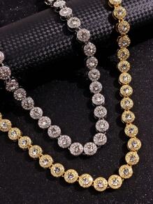 1 pieza Collar de Calle de Lujo, Único y con Estilo Punk, Adornado con Cristales Rhinestone para Hombre, Joyería de Calle para Uso Diario