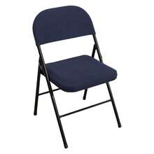 Folding Dining Chair Seat And Back Cover Set Solid Color Jacquard Stretch Chair Slipcover Home Decoration - Dark Blue - View 5