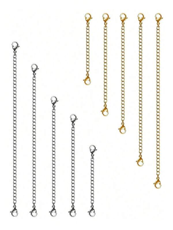 New Necklace Extender, 1~5pcs, Perfect Necklace, Bracelet, Anklet And All Kinds Of DIY Jewelry Making Extender (Double-Ended Alloy Lobster Clasp), Adjustable Size 2" To 6"