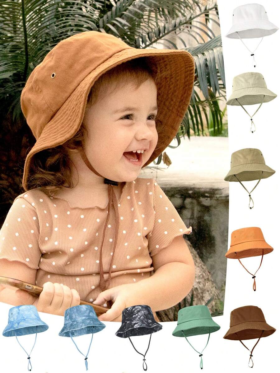 1 Pieza Sombrero de cubo con protección solar UPF para niños pequeños, sombreros de verano suaves y ligeros como una nube para niños y niñas de 2 a 9 años para la playa