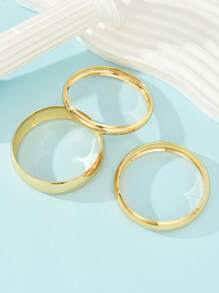 3pcs Set Vintage Style Exaggerated Minimalist Design Thick Circle Metal Bracelets, Elegant & Fashionable, Suitable For Holiday, Party, Date, Gift And Daily Wear