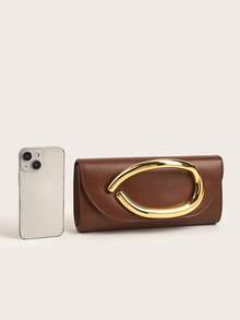 Retro Vintage Solid Color Clutch Wallet, All-Match Carry On Purse, Stylish PU Bag For Women, And For Wedding, Party, Prom, Dinner, Fashionable Clutch Bags For Woman - Brown - View 6