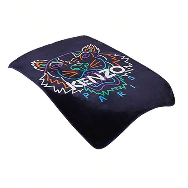Kenzo Kleine Decke KRT-015S Modisches Muster Glatt und hautfreundlich Reichhaltiger Druck Sonnenwarmer Samt Sofortiges Modebewusstsein Bunte Tigerkopfdecke Blau