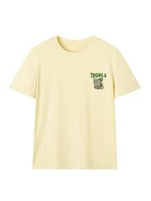 Nueva camiseta de mujer de manga corta, suave, versátil y casual para primavera/verano, de cuello redondo, transpirable y con estampado fresco de tequila - Amarillo - Ver 6