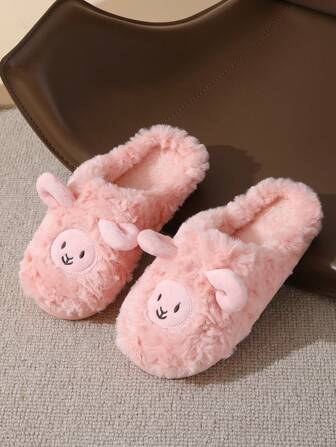 女士可爱绵羊保暖拖鞋，保暖防滑室内毛绒家居鞋，适合秋冬季，适合情侣和新妈妈