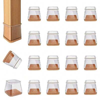 Protetores de piso de silicone para pernas de cadeira, 16 peças, capas para pernas de cadeira quadradas e redondas, almofadas de feltro para móveis para pisos de madeira, deslizadores de móveis para pernas de cadeira, protegem o piso e as pernas da cadeira, pernas de mesa, reduzem o ruído (marrom)