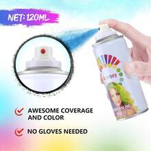 Black Hair Spray,Temporary Hair Color Wax, Hair Wax Dye Pomades,Washable Root Touch Up Hair Color Natural Hair Dye For Party,Hollowen,Cosplay. (Black, 120ml) - 黑與白 - 查看 7