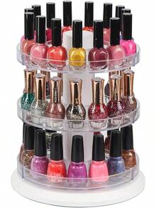 J JACKCUBE DESIGN Acrylic Rotating Nail Polish Display Stand Spinning Rack Holds 69 - 117 Bottles, 3 Tier Storage Holder Organizer Nail Polish, Makeup, Essential Oil And More - MK548B - 三層 - 查看 1