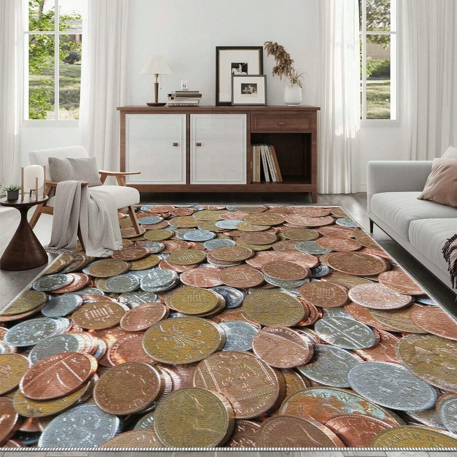 [Velvet] 1PC Geometric Area Rug, Lightweight And Easy To Wash, Easy To Handle Summer And Autumn Floor Mat For Living Room, Bedroom, Bathroom, Office, Balcony, Room Accessories - 彩色 - 查看 1