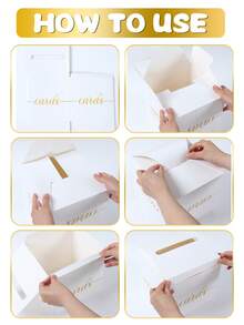 1 件优雅的白色金箔卡盒，带插槽的铂金婚礼卡盒，完美的婚礼礼物，婴儿洗礼，婚礼现金盒架，婴儿洗礼，周年纪念，生日派对，毕业典礼桌中心装饰，婚礼装饰，装饰中心装饰，房间装饰，派对上新娘最喜爱的，夏季礼物海滩用品 - 白金 - 查看 10