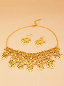 Set de 3 piezas de juego de joyas de mujer con borlas en forma de corazón, elegante y de moda, apto para bodas, fiestas y regalos
