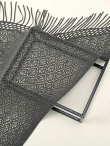 1件装女士新款纯色三角流苏针织围巾，素色针织三角披肩，秋冬季连衣裙搭配 - 駝色 - 查看 10