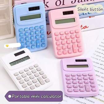 1pc Macaron Color Portable 8-Digit Calculator, Compact Mini High-Quality Student Mathematics Calculator For Addition Subtraction Multiplication Division, Suitable For Accounting & Scientific Computation,School Supplies,Back To School