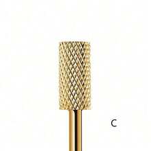 1 件钨钢指甲磨头，圆柱形，多齿，金色