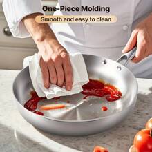 High Quality Three-Layer Stainless Steel Frying Pans, Deep Frying Pans, Uncoated Non Stick Frying Pans, Household Frying Pans, Electromagnetic Cooking Pans, Dishwashers, And Ovens Are Safe, Fast, And Evenly Heated, With Heavy-Duty Detachable Handles