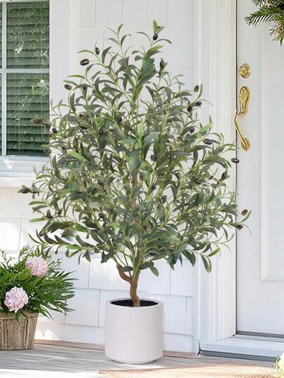 1PC Artificial Olive Tree Large Olive Potted Plant Used For Housewarming Gifts Indoor And Outdoor Home Living Room Office Floor Decoration Simulation Tree ﻿