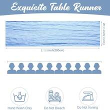 1/5pcs Blue Cheese Cloth Table Runner 35*118 Inch Country Style Cheesecloth Table Runner, Suitable For Wedding, Bridal Shower, Birthday Party, Halloween, Thanksgiving, Christmas Dining Table Decor - Multicolor - View 4