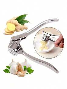 1pc Stainless Steel Garlic/Ginger Press, Manual Garlic Crusher, Kitchen Tool, Anti-Rust Garlic Mincer, Easy To Press And Clean, Fruit & Vegetable Tool, Kitchen Supplies, Household Essential, Creative Restaurant Kitchen Tool, Kitchen Gadget, Seasoning & Spice Tool, Kitchen Accessory - Multicolor - View 8