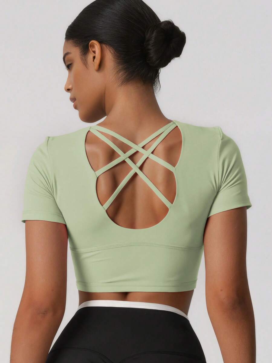 Soyun 女士无缝瑜伽上衣，裸色触感，带衬垫胸罩，适合夏季户外瑜伽