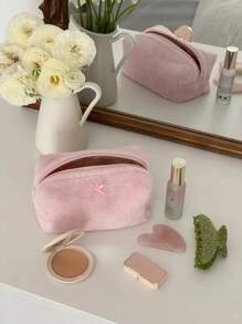 Bolsa de cosméticos con estampado floral delicado, bolsa de tocador portátil de gran capacidad para viajes, bolsa de maquillaje con lindo patrón para niñas para guardar lápiz labial y toallas sanitarias, artículos esenciales para viajes, vacaciones, verano, regreso a la escuela, bolsa para la escuela, bolsa de viaje para mujeres, bolsa de maquillaje para viajes