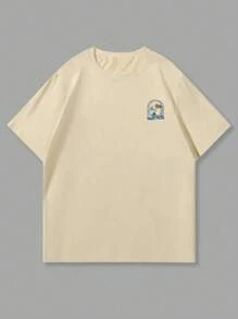 Men's Casual Vacation Palm Tree & Slogan Print Short Sleeve T-Shirt, Suitable For Summer, Breathable & Comfortable, Design