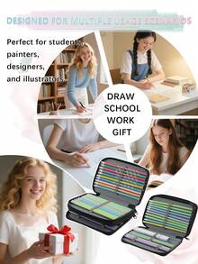 定制姓名大容量铅笔盒多格铅笔袋便携式化妆包带提手办公牛津布铅笔盒学生适用 - 适合美术和绘画大容量铅笔袋可爱、复古、卡通、卡哇伊、定制、个性化、独特、个性化、定制、员工、客户、学生、商务/工作/办公、学校、度假氛围、初中生、高中生、大学生、大一、大二学生 - 彩色 - 查看 2