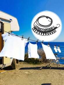 1pc Portable Travel Clothesline With 12 Clips Retractable Clothing Line For Men And Women Travel Essentials Cruise Essentials Dorm Essentials Convenient Anti-Slip Drying Line Adjustable Elastic Clothesline For Indoor Laundry Backyard Balcony Outdoor Camping Hotel Travel Beach Summer Vacation Back To School