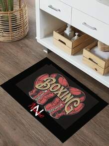 Tapete de chão personalizado com design de luva de boxe, 1 peça, personalizado com inicial e nome, adequado para entrada, sala de estar, banheiro