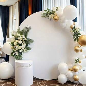 1 st. enfärgad vit bakgrundstyg för rund båge, elastisk bakgrundsduk för rund båge med resårband, diameter 120/150/180/200/220 cm rund båge för bröllop, födelsedagsfest, bakgrundsdekoration för rum, vit rund fotobakgrund lämplig runt cirkulärt stativ, bakgrundsdekoration för bröllop, födelsedagsfest, familjefest, julfest, nyårsfest, heminredning, bakgrundsdekoration för rum