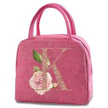 1pc Insulating Lunch Bag A To Z Letter Print Women Cooler Handbags Student Thermal Lunch Bags For Work Thermal Bag For Women Insulated Refrigerated Lunch Box Bag For Man Picnic Bag Fridge Bag Name Initials Pattern Cooler Lunch Box Ice Pack Storage Bag Back To School School Stuff Bag For School Lunch Bag For Women Cooler Bag Picnic Accessories School Accessories - Pink - View 15