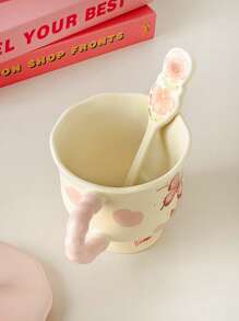 Tasse mit Cartoon-Motiv, Deckel und Löffel, Keramikbecher, schönes Geschenk für Mädchen, Souvenirbegleiter, Kaffeetasse, Paartasse