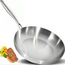 High Quality Three-Layer Stainless Steel Frying Pans, Deep Frying Pans, Uncoated Non Stick Frying Pans, Household Frying Pans, Electromagnetic Cooking Pans, Dishwashers, And Ovens Are, Fast, And Evenly Heated, With Heavy-Duty Detachable Handles