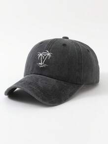 Șapcă de baseball unisex cu broderie din copac de cocos spălată, stil Y2K, 1 buc., pălărie cu protecție solară pentru exterior, potrivită pentru sporturi în aer liber, naveta zilnică
