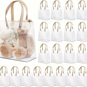 5/10/15/20 Piezas Bolsas de tela para fiesta, Bolsas de regalo transparentes y con escarcha para llevar en la mano, Bolsas de tela de moda, Bolsas de regalo transparentes para fiestas, Empaque de regalo para bodas y festividades