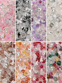 50克混合金属配件和玻璃珠 - DIY手链、项链、手机挂饰工艺品材料 - 銀色配件 - 查看 1