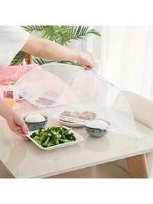 1 pieza Cubierta plegable blanca a prueba de insectos/mosquitos - Carpa de malla lavable desmontable para mesa de vegetales para camping/restaurante - Multicolor - Ver 3