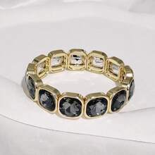 1 件时尚水钻镶嵌合金弹性手链，适合作为情人节、感恩节和毕业典礼的礼物，男女通用 - 方鑽手鍊 - 查看 9