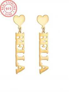 925 Silver Customized Name Earrings, Personalized, Fashionable, Simple And Versatile. Best Choice For Daily Wear Vacation, Holiday, Birthday, Christmas, Mother's Day, Wedding Anniversary