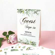 Wedding Guest Book Set - (Includes Gift Box, 1 Wedding Guest Book, 1 Guest Sign-In Card, 1 Sign-In Pen, 4 Wedding Stickers), Guest Sign-In Book, Wedding Reception Registry, Premium Wedding Set, Best Gift, Wedding Decor, Home Decor, Room Decor, Party Favor, Suitable For Groom/Bride/Wedding/Birthday/Graduation, Outdoor Wedding Decoration, National Holiday Gift, Party Supplies, Green Decor, Halloween, Christmas, Thanksgiving, Winter, New Year - Multicolor - View 10