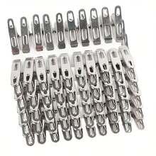 [库存] 10/20/60/100个不锈钢衣夹 - 重型防滑防风金属夹，适用于洗衣、内衣、袜子 - 耐用防锈，室内/室外使用，抓握衣夹，洗衣用品 | 现代服装，衣夹