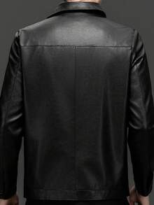 Áo khoác da đơn nam, Áo khoác da xe máy ngoài trời thường ngày xuân/thu, lông cừu - màu đen - Xem 2